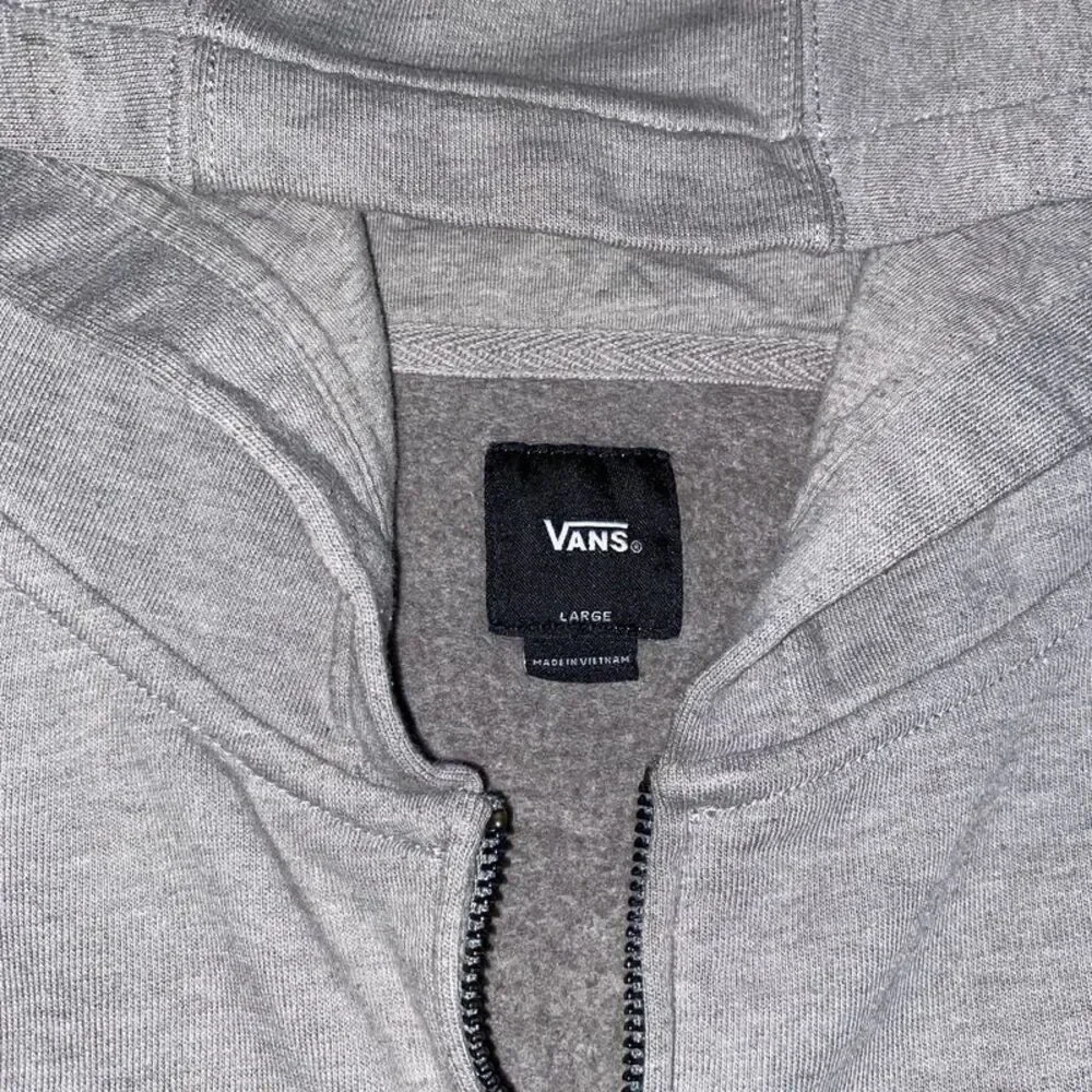 Vans hoodie full zip youth boys L gray graphic Van front back